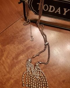 Erica Lyons Gold & Silver Tone Tassel/Rhinestone Necklace